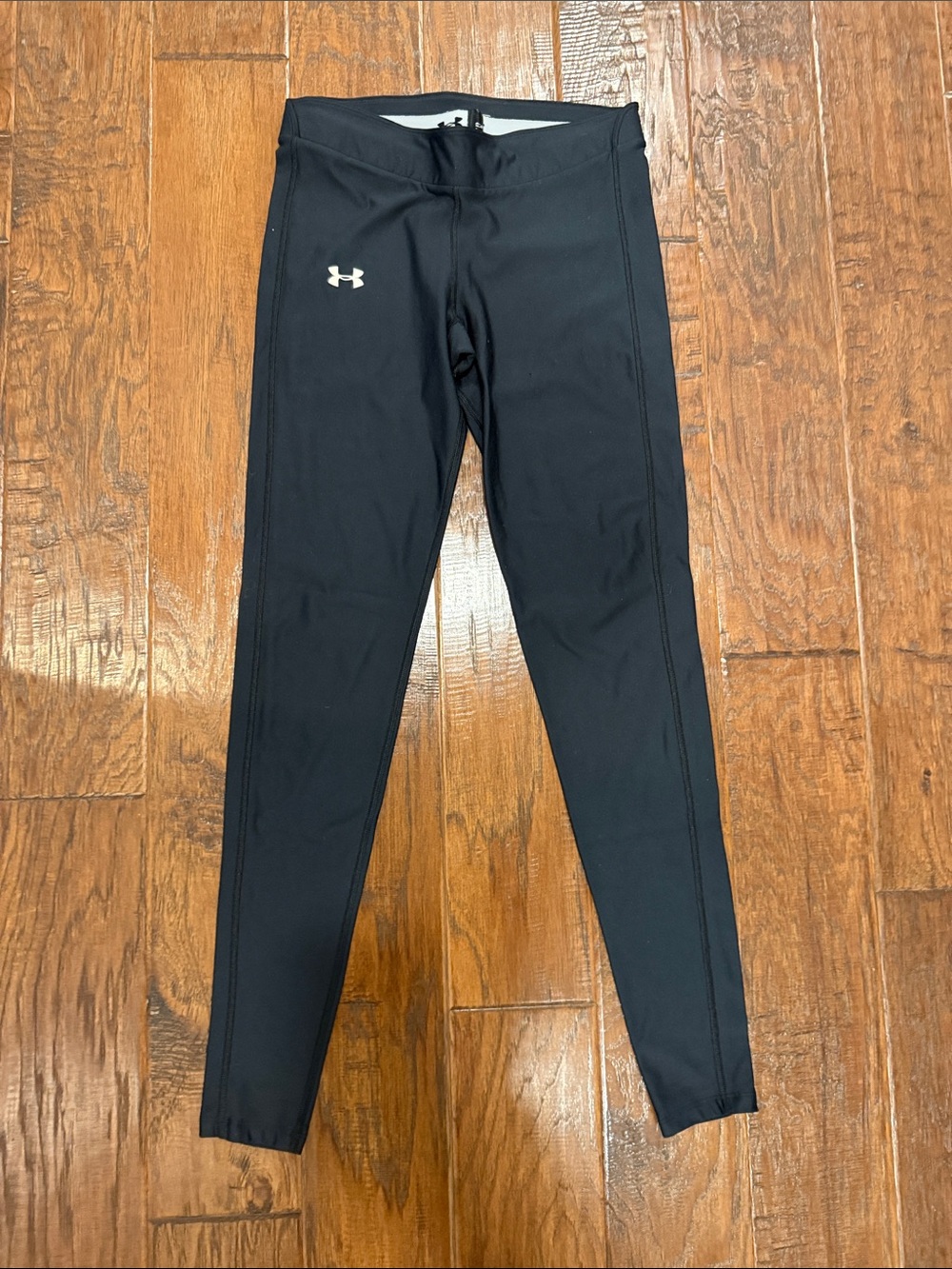 Women’s Under Armour Compression Black Athletic Leggings with White Logo